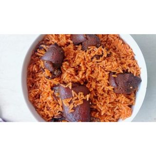 Spicy Jollof Rice + Cow Meat (Beef)