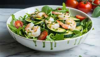 Salata cu creveți si sos chimichurri