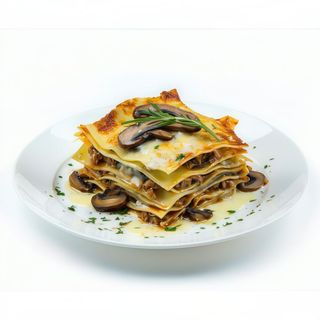 Lasaña de magret de pato con foie y setas