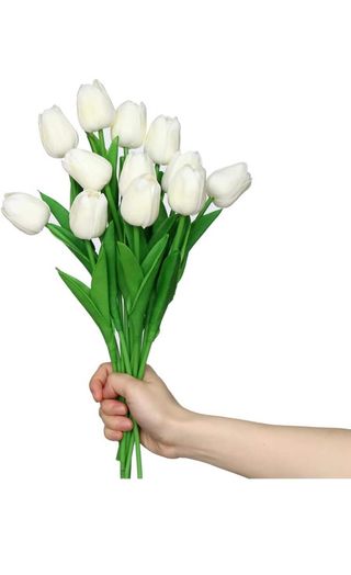 Mazzo di 10 tulipani bianchi