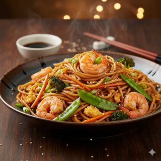 Spaghetti normali con gamberi