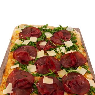 Pizza bianca bresaola, rucola e grana (a crudo) pala intera