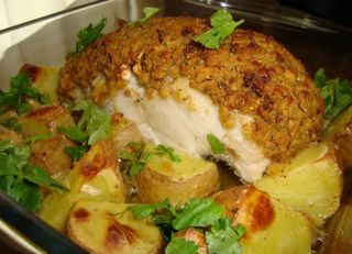 Bacalhau com Broa à Alentejana