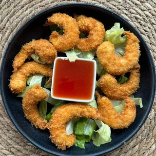 GAMBAS REBOZADAS CON SALSA AGRIDULCE