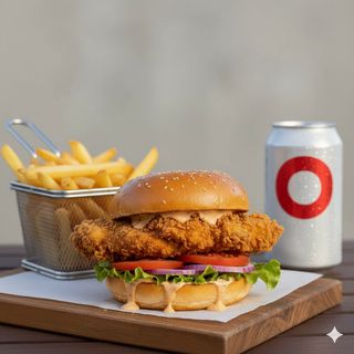 Smash Chicken Burger + Patatine + Bevanda