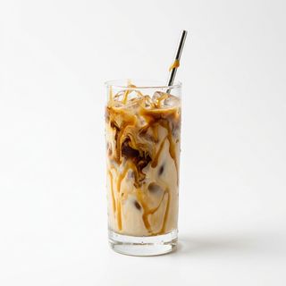 Caramel iced cube latte