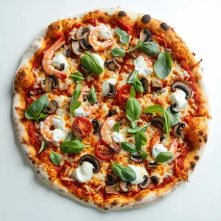 Gamberetti, porcini e rucola