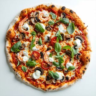 Gamberetti, porcini e rucola