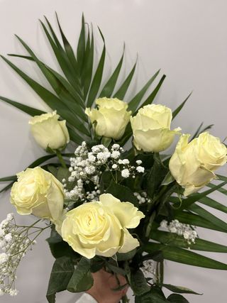 Media Docena Rosas Blancas Y Verdes