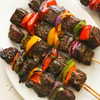 Bbq Caribbean beef skewers (4 skewers)