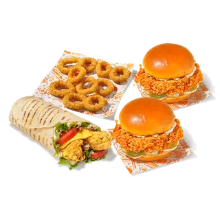 The Chicken Sandwich o Chicken Wrap + 2 patatas + 10 aros de Cebolla