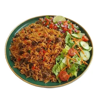 Beef Pilao + Gravy + Vegetable Salad