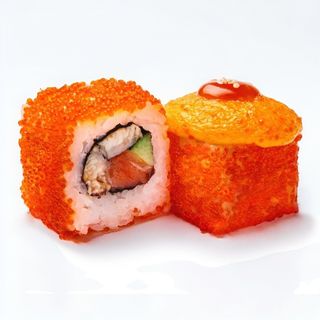Запечённый ролл с угрём и лососем (8 шт.)