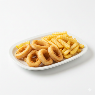 Ración De Calamares Fritos (8 Uds.) Con Patatas