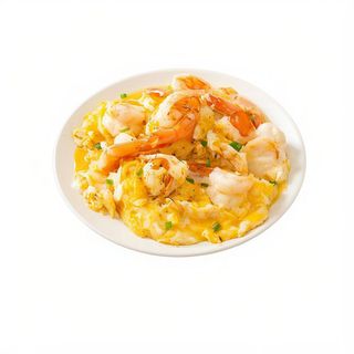 huevos revueltos con gambas