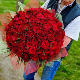 Bouquet 100 roses rouges 