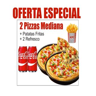 Menú Pizza mediana para 2 personas