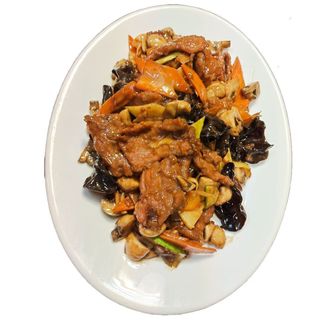 2187 Телешко с китайски гъби, бамбук и зеленчуци (700г)