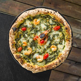 Pizza Pesto Gamberi