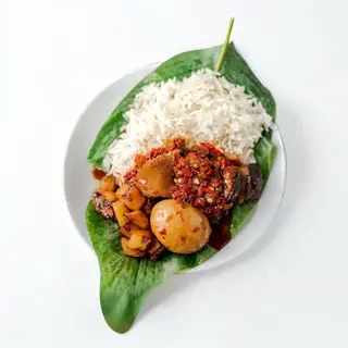 Ofada Rice With Assorted & Plantain