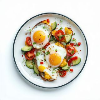Huevos Rotos Con Verduras Y Tofu