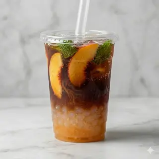 Caffè americano gassata alla pesca