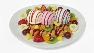 Bubble Waffle Frutas com Três Bolas de Gelado
