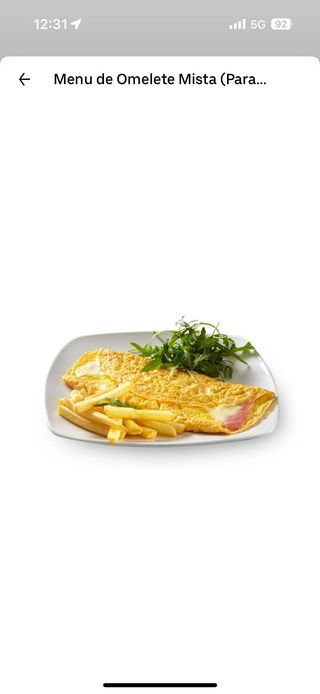 Menu de Omelete Mista para 1 Pessoa