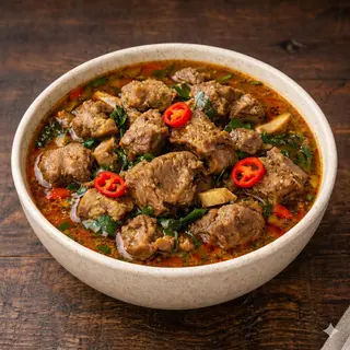 Boiled Yam + Goat Pepper Soup