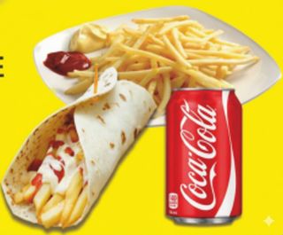 Piadina con patatine, patatine e una lattina