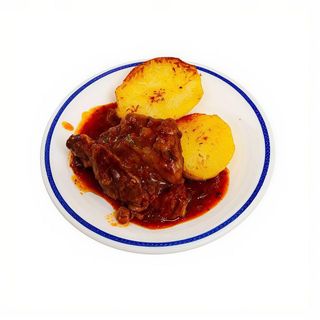 Carrillada Con Patatas Paja