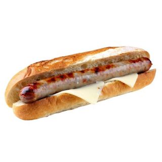 Bocadillo de salchichas con queso