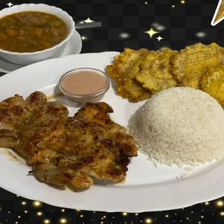 Arroz + menestra + pollo plancha