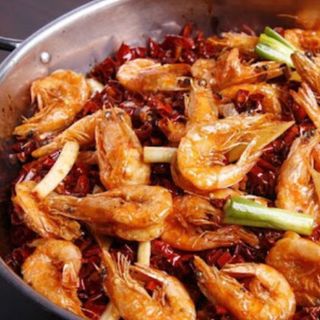 Gamberi saltati in scodella