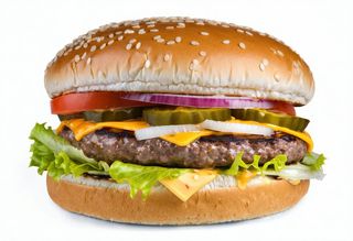 Hamburger e una porzione di patate fritte rustiche inclusa