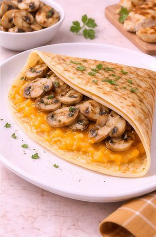 Naleśnik z pieczarkami i serem cheddar