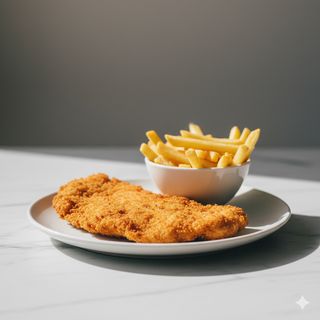 Cotoletta di pollo e patatine