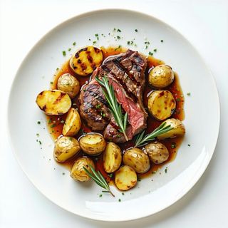 Vitello con patate alla piastra