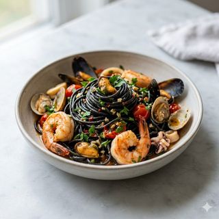 Spaghetti negro frutti di mare