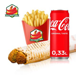 Zestaw Rollo Falafel + Pocket Frytki + Coca-Cola 330ml