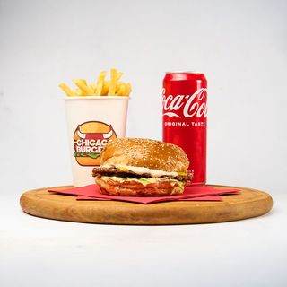 Chicago Truffle Single + Pomfrit + Coca-Cola 330ml