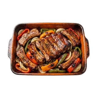 Bandeja De Costillas Con Pimientos Y Cebolla (Ración)