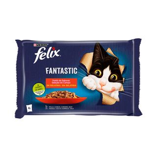 Alimento Gatos De Buey E Hígado Fantastic Felix Pack 4 X 85Gr