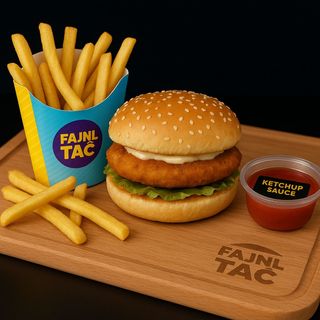 Fajnl chicken + pomfrit + kečap