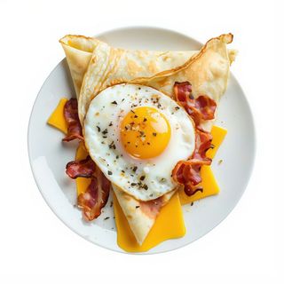 Crepe Salado Bacón, Queso Y Huevo Frito