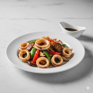 69-Calamari con funghi e peperoni