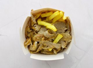 Kebab Ternera Solo Carne con Patatas dentro