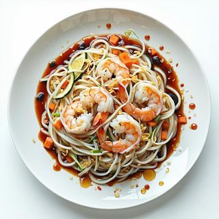 26. Spaghetti di riso con gamberi