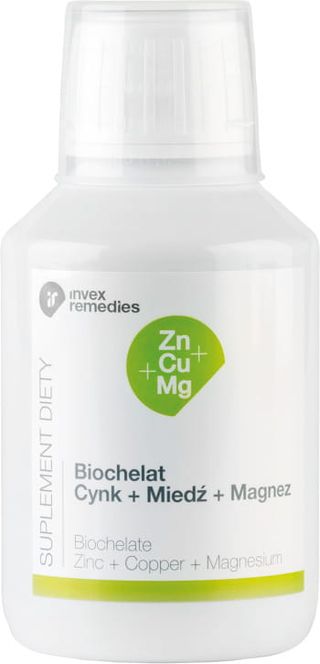 Zn + Cu + Mg Biochelat Cynk + Miedź + Magnez Biochelate Zinc + Copper + Magnesium 150ml Invex Remedies