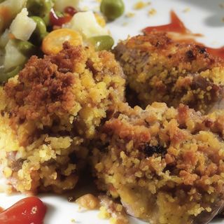 Posta de Vitela com Crosta de Broa Frita